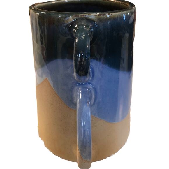 Mediterranean Blue Vase World Traveler Collection Ocean Stoneware Double Handle - Picture 3 of 6
